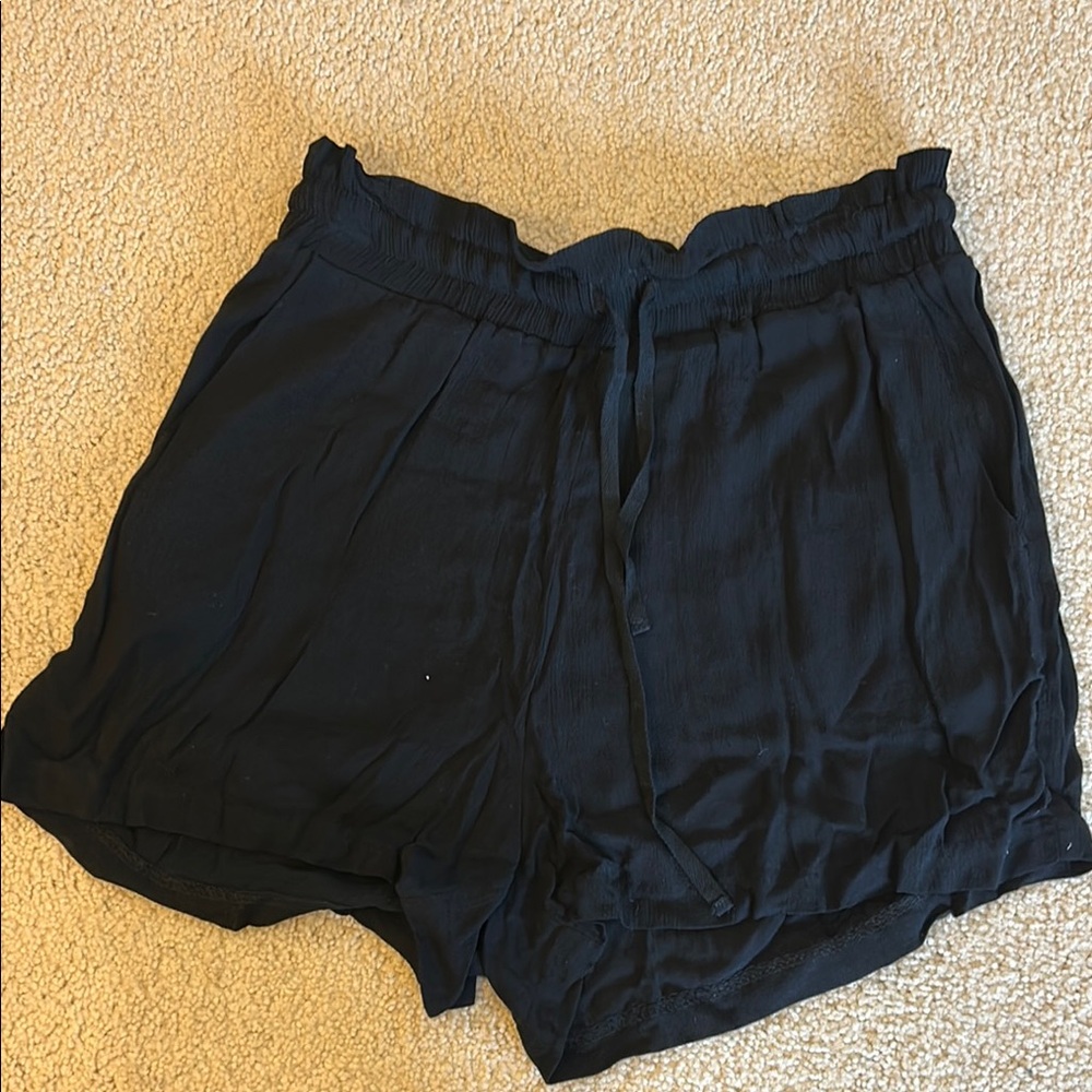 Gibson Black High Waist Shorts with Elastic Waistband